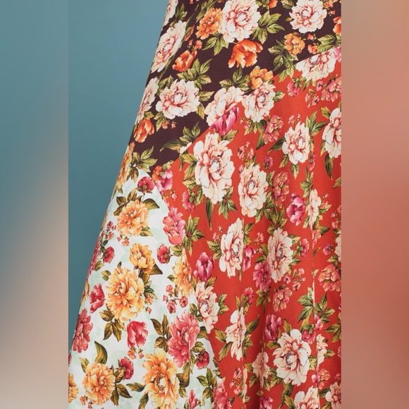 FARM Rio Anthro Patchwork Floral Asymmetrical Midi Skirt Boho Festival Medium - Picture 5 of 9